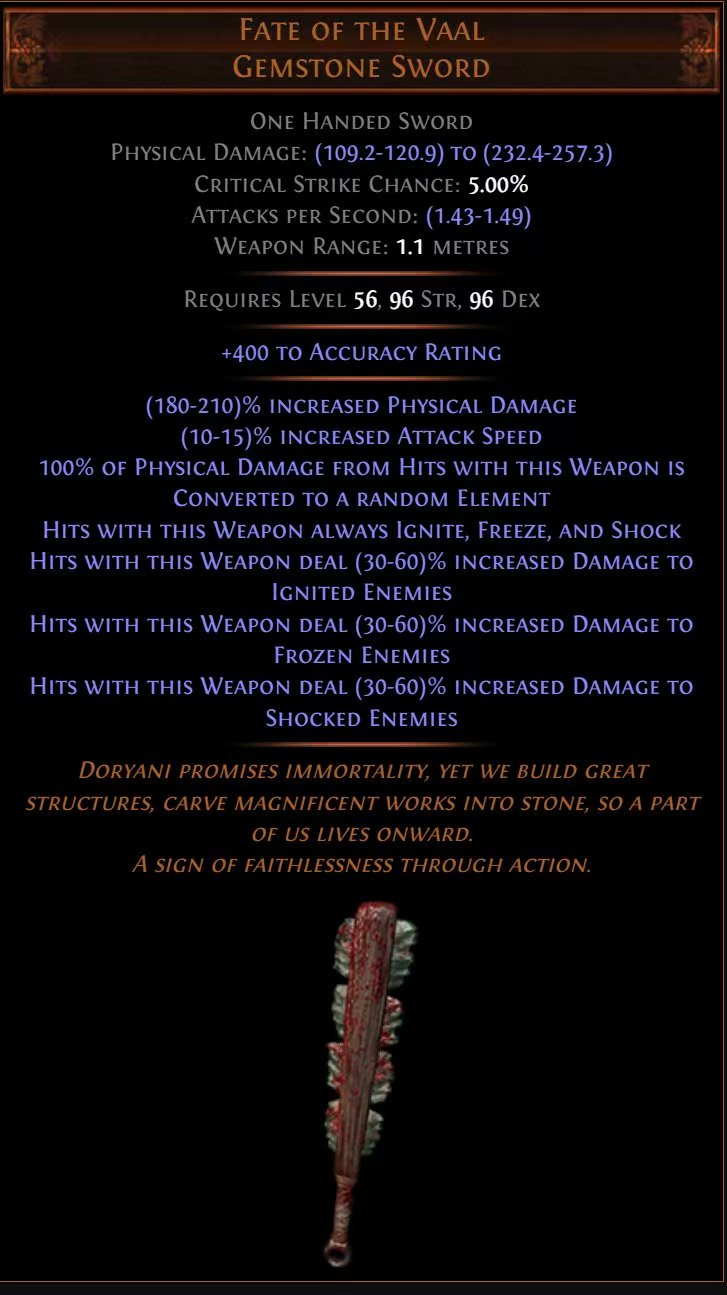 poe2 fate of the vaal gemstones sword